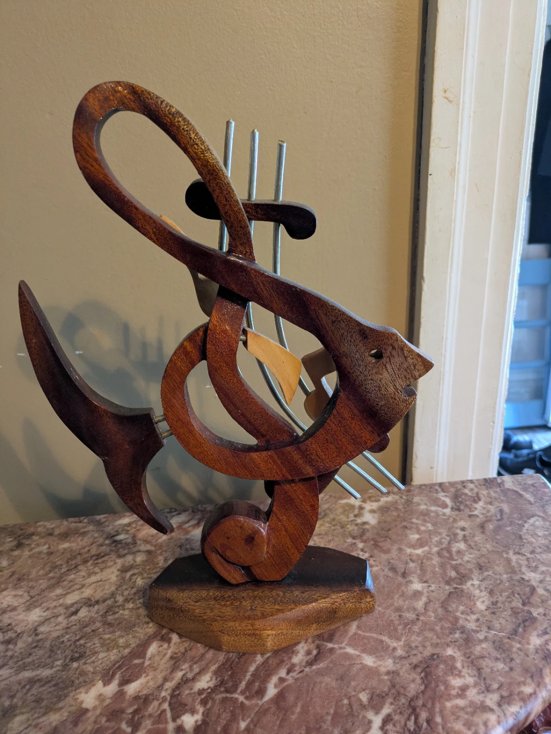 Wooden Fish Musical Note Sculpture - photo 3