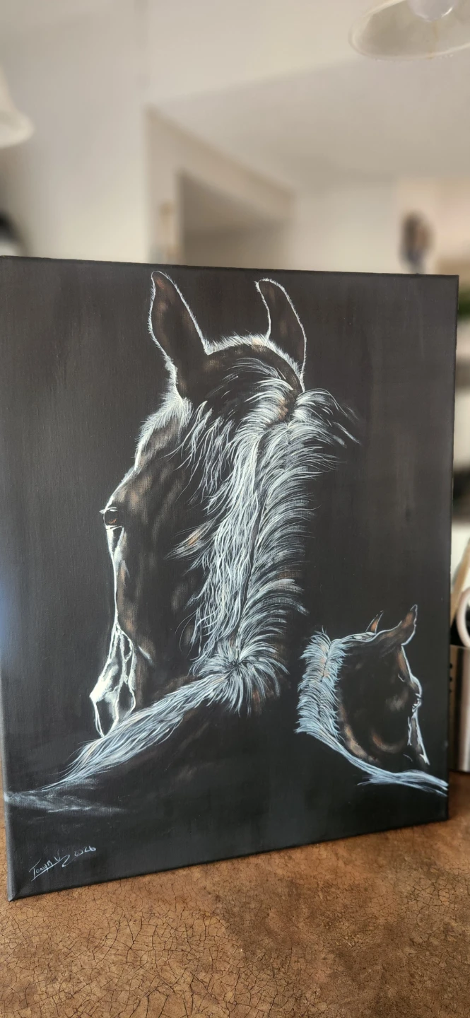 Where light fades,  Hand painted horse