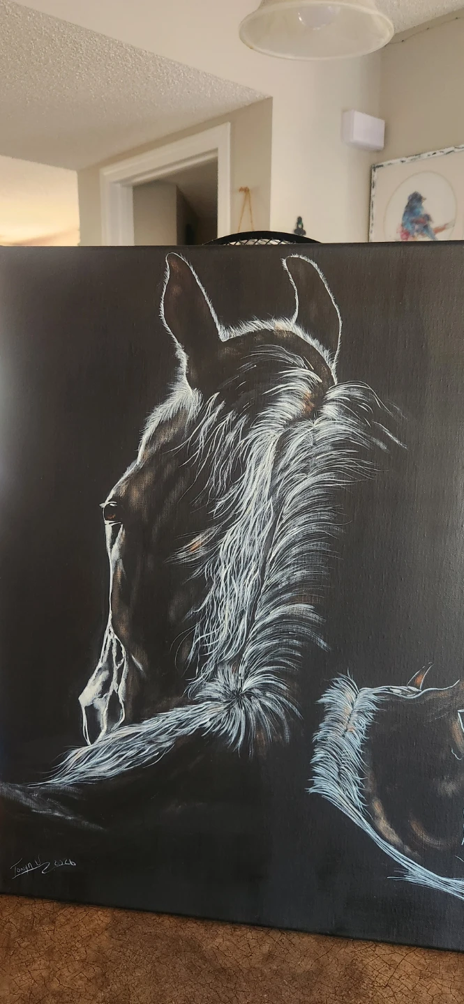 Where light fades,  Hand painted horse - photo 3