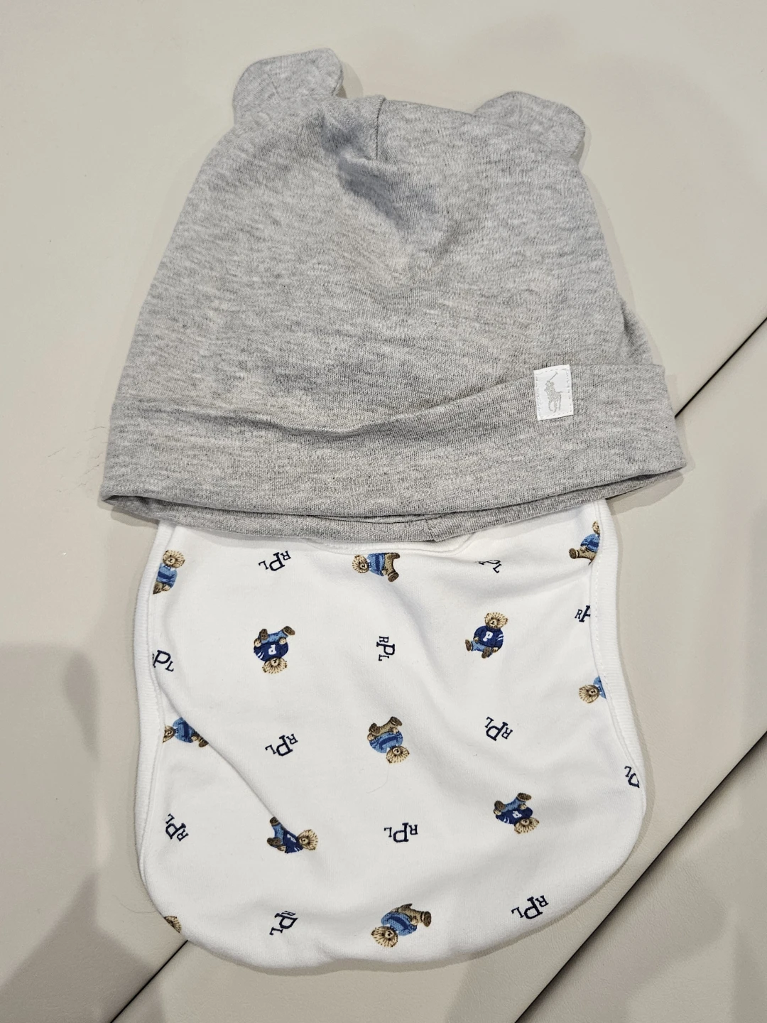 Ralph Lauren Baby Bear Hat and Bib Set - photo 4