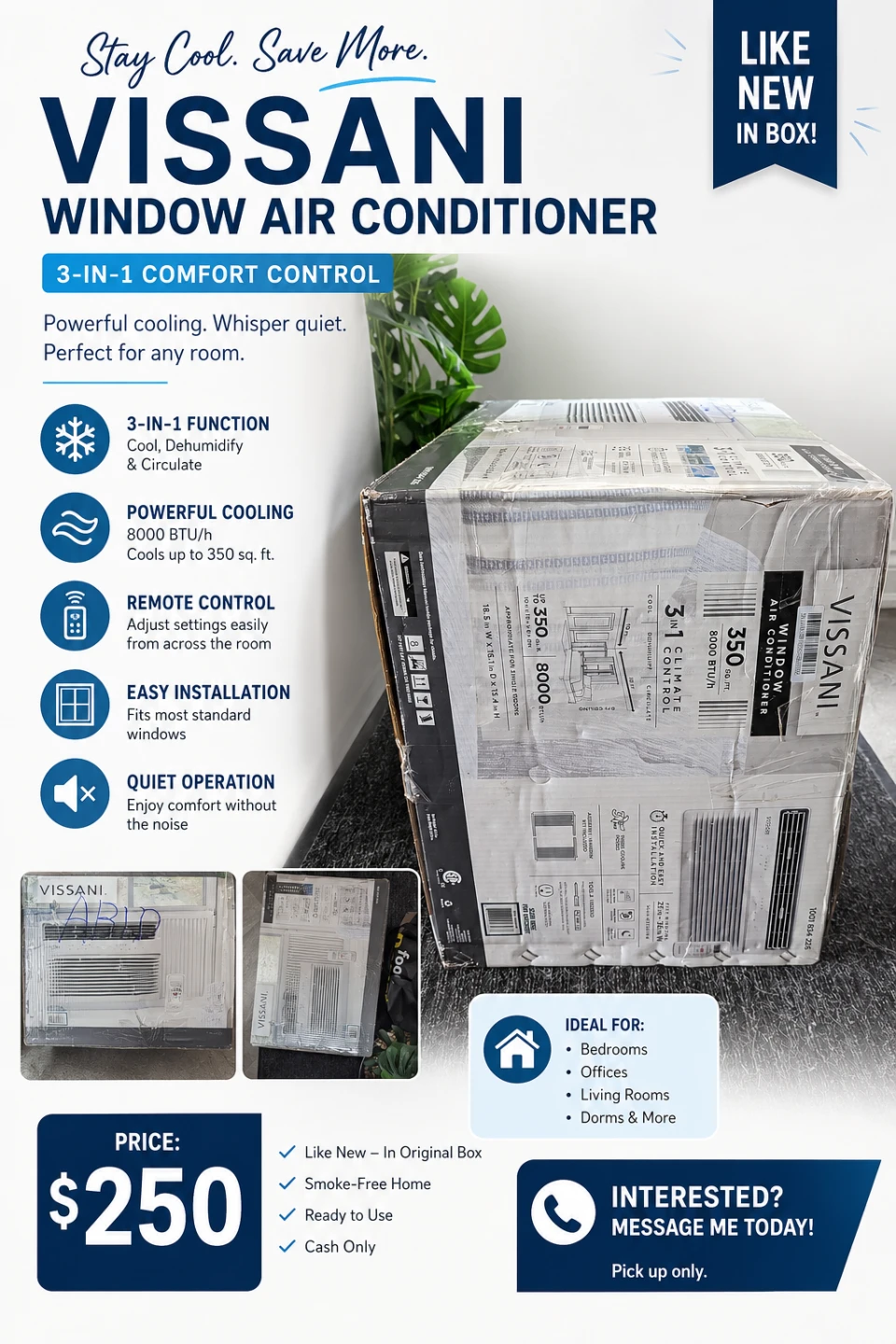 Vissani 8000 BTU Window Air Conditioner
