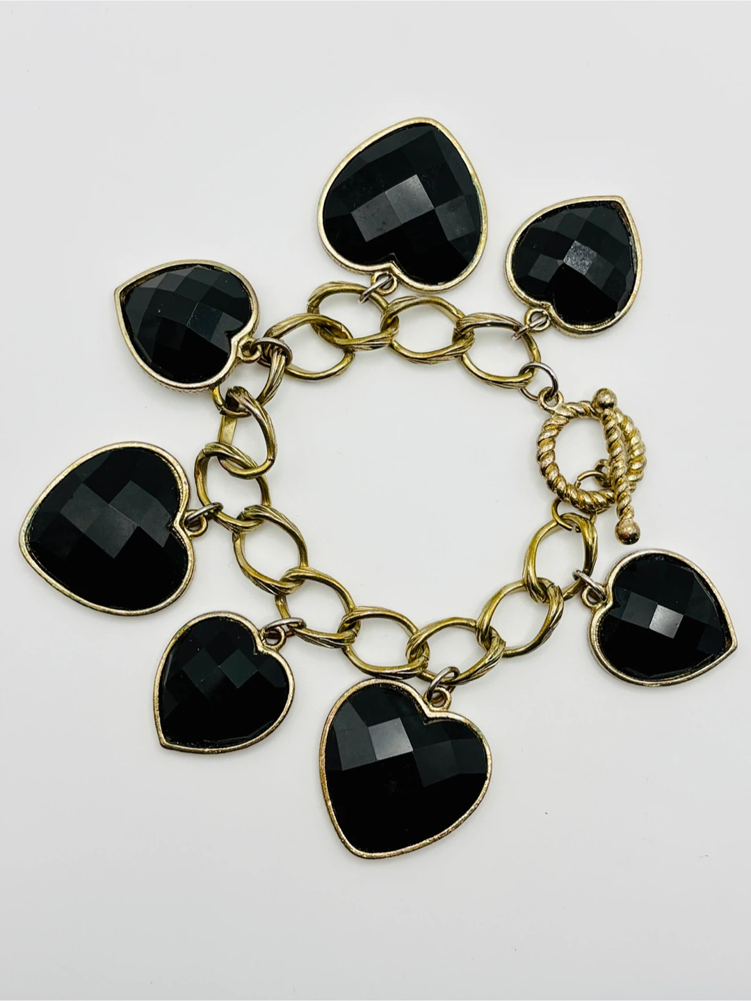 Vintage Glass Puffy Heart Charm Bracelet - photo 2