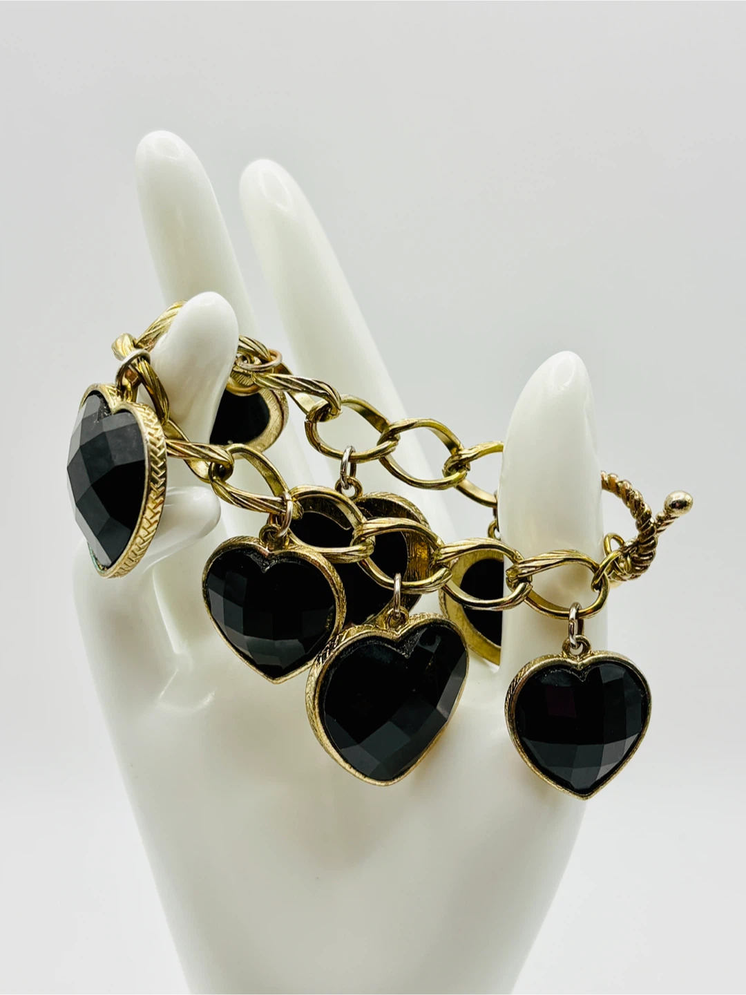 Vintage Glass Puffy Heart Charm Bracelet - photo 3