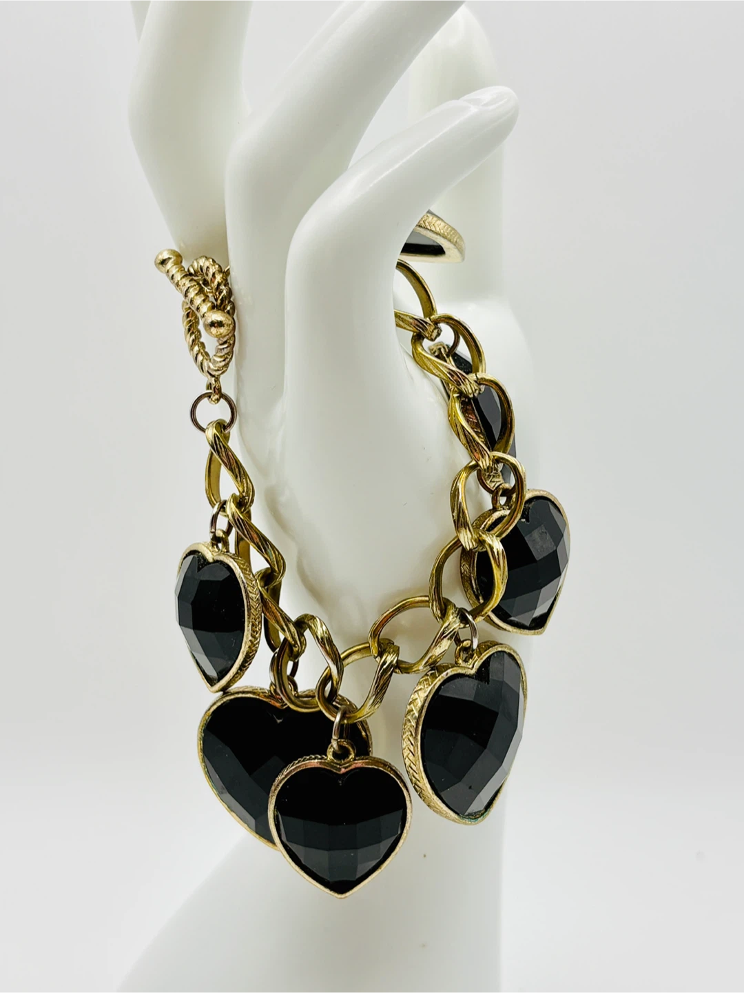 Vintage Glass Puffy Heart Charm Bracelet - photo 4