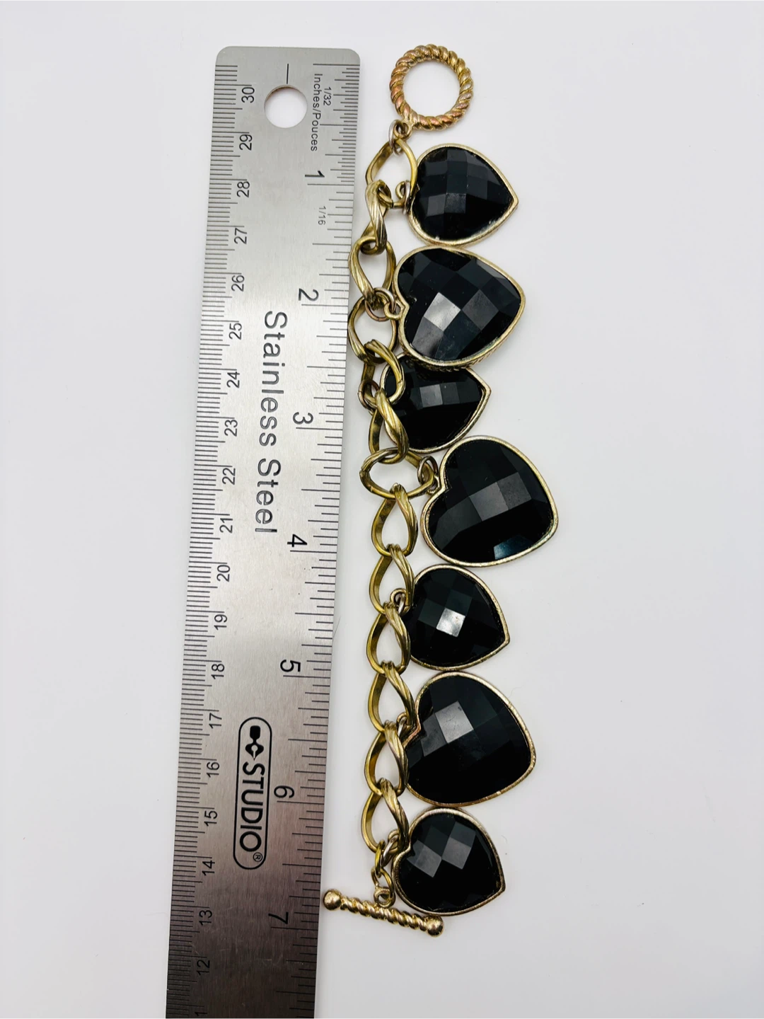 Vintage Glass Puffy Heart Charm Bracelet - photo 5