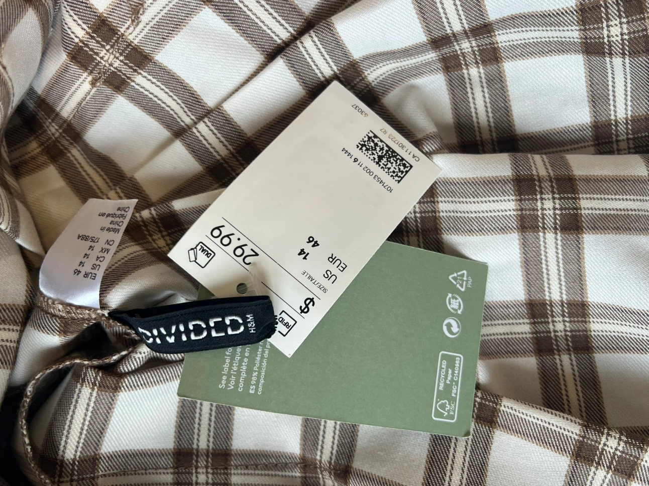 H&M Divided Plaid Pleated Mini Skirt - Size US 14 - photo 2