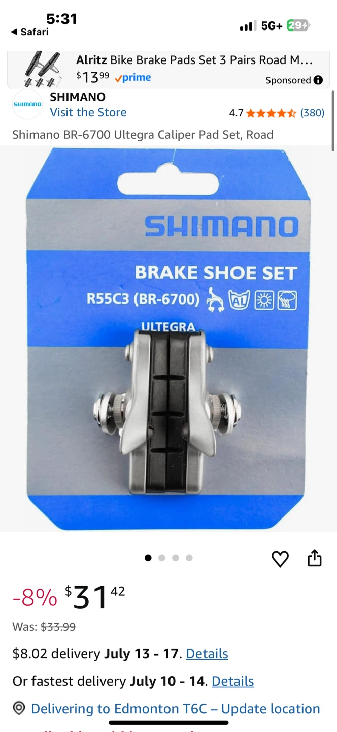 Shimano Ultegra R55C3 Brake Shoe Set - photo 3