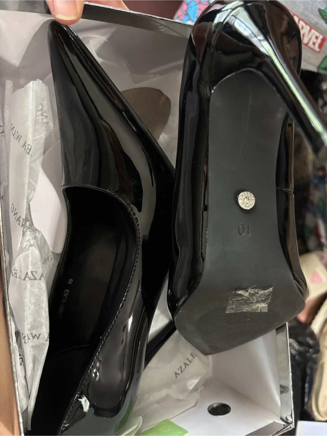 Azalea Wang Black Patent Stiletto Heels Size 10 - photo 3