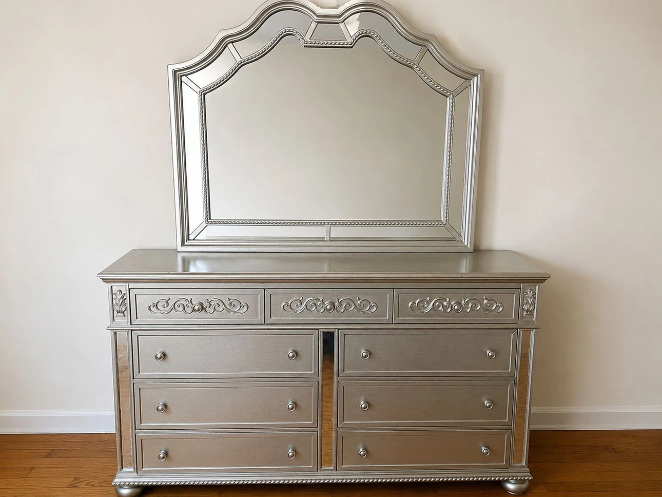 Silver Bedroom Furniture Set - Dresser, Nightstand, Chest - photo 3