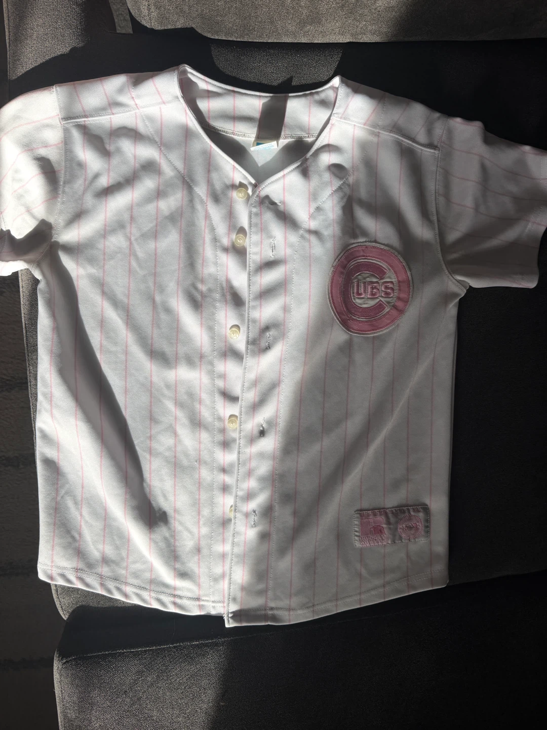 Girl’s Chicago Cubs Pink Pinstripe Baseball Jersey