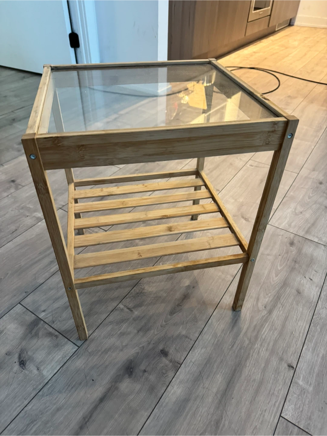 Bamboo and Glass Side Table