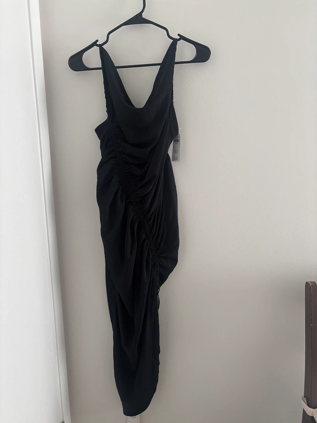 Abercrombie & Fitch Black Ruched Midi Dress