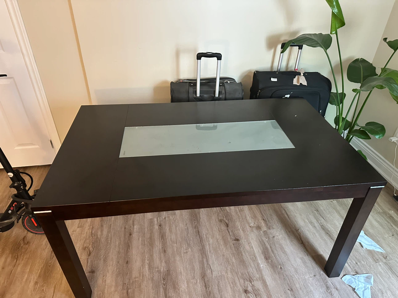 Dark Brown Dining Table with Glass Insert - photo 2