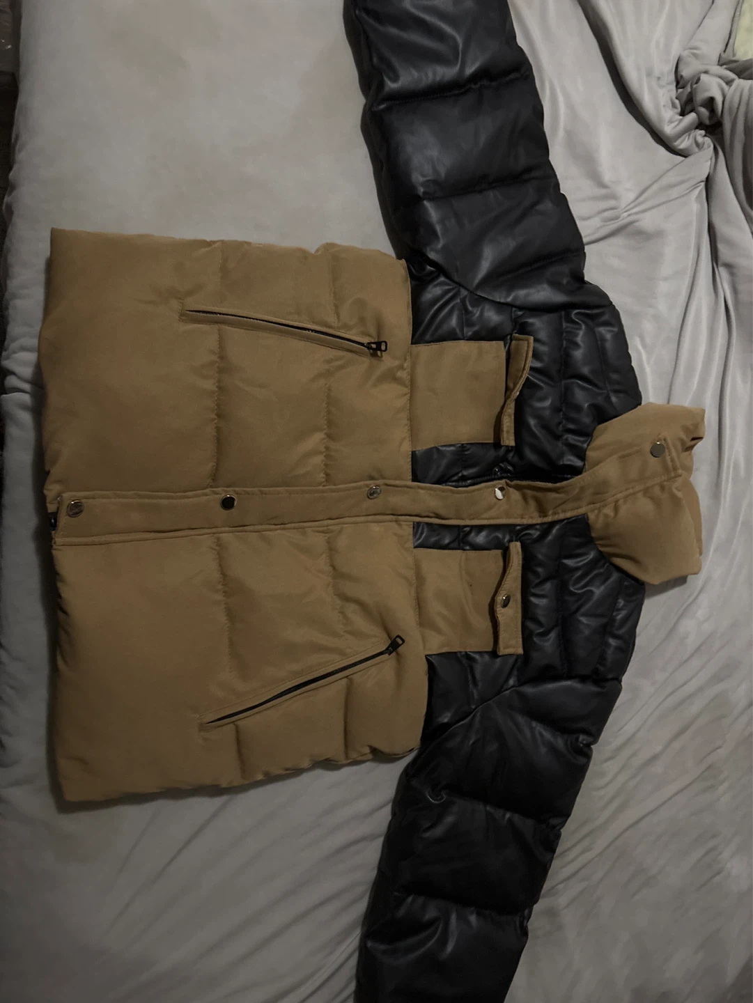 Men's Color Block and brown Puffer Jacket