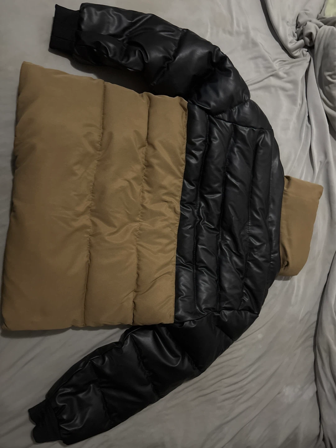 Men's Color Block and brown Puffer Jacket - photo 2