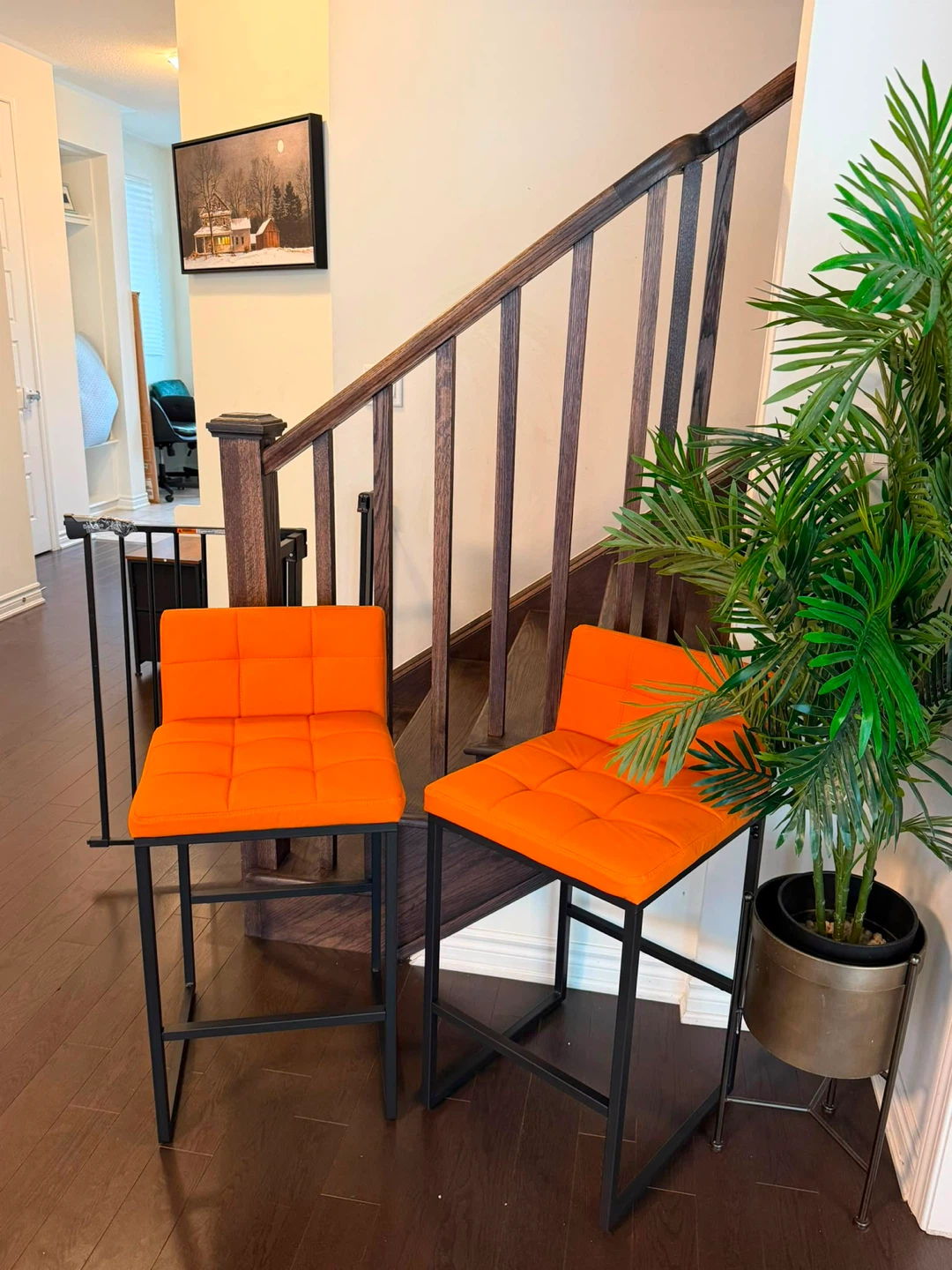 Set of 2 Orange Bar Stools