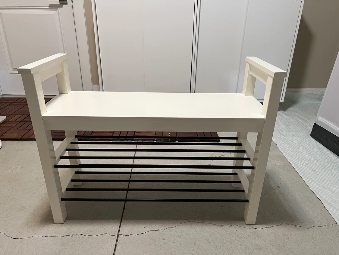 Ikea White Shoe Bench with Two Tiers