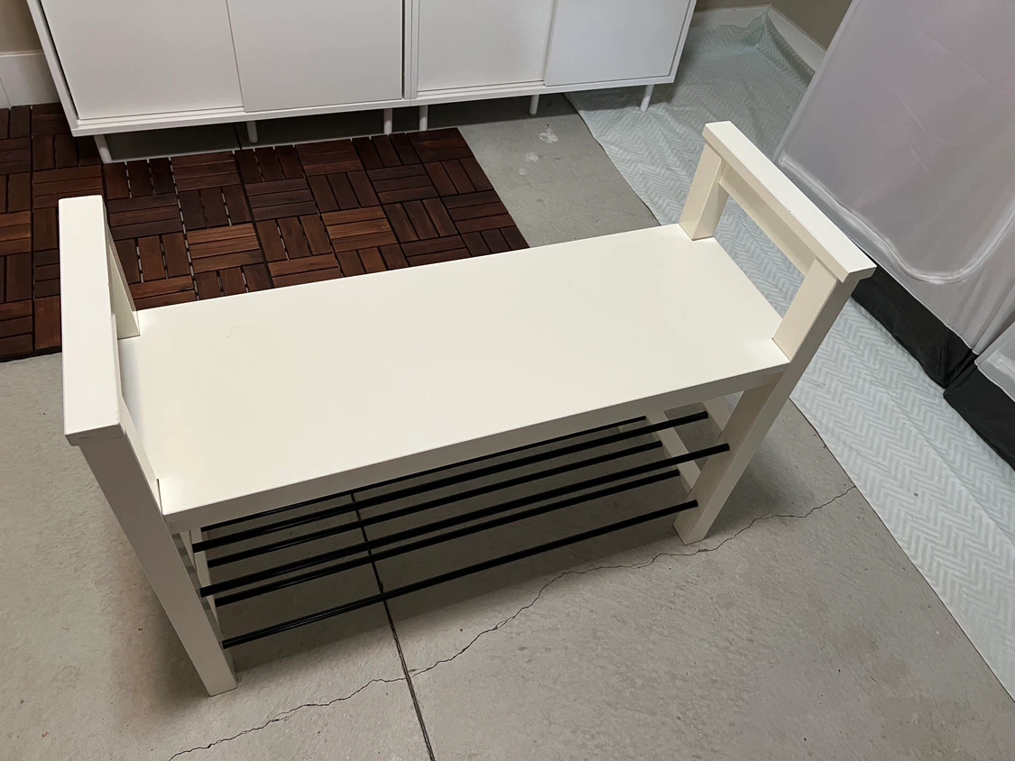 Ikea White Shoe Bench with Two Tiers - photo 2