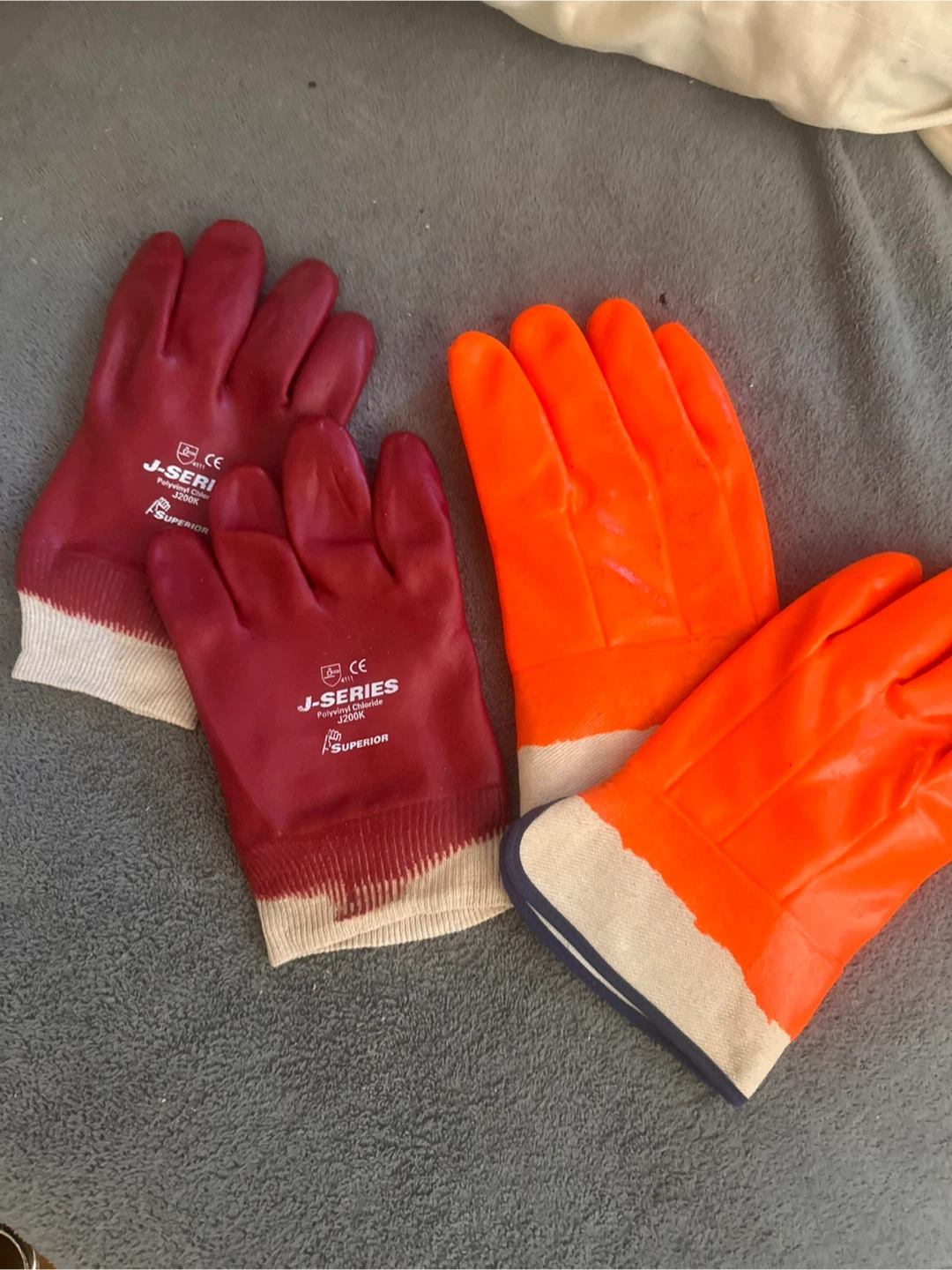 2 Pairs Brand New PVC Coated Chemical Resistant Safety Gloves