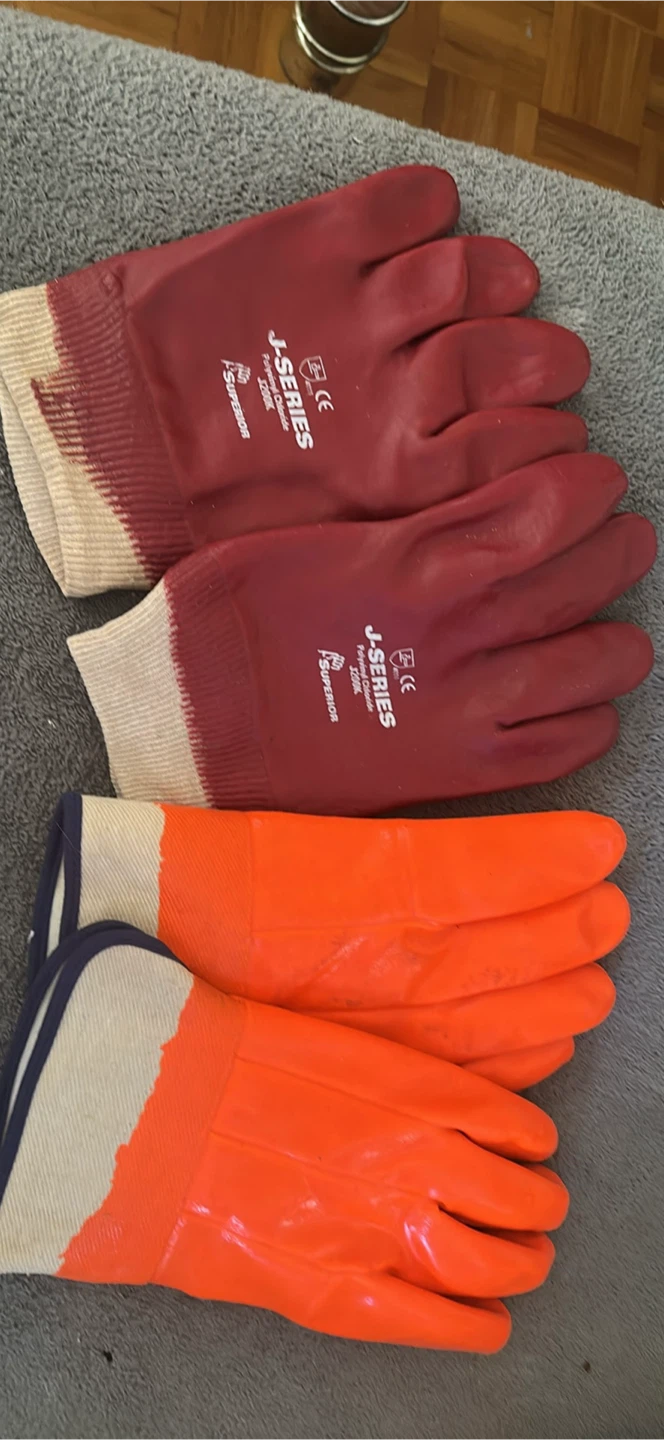 2 Pairs Brand New PVC Coated Chemical Resistant Safety Gloves - photo 2