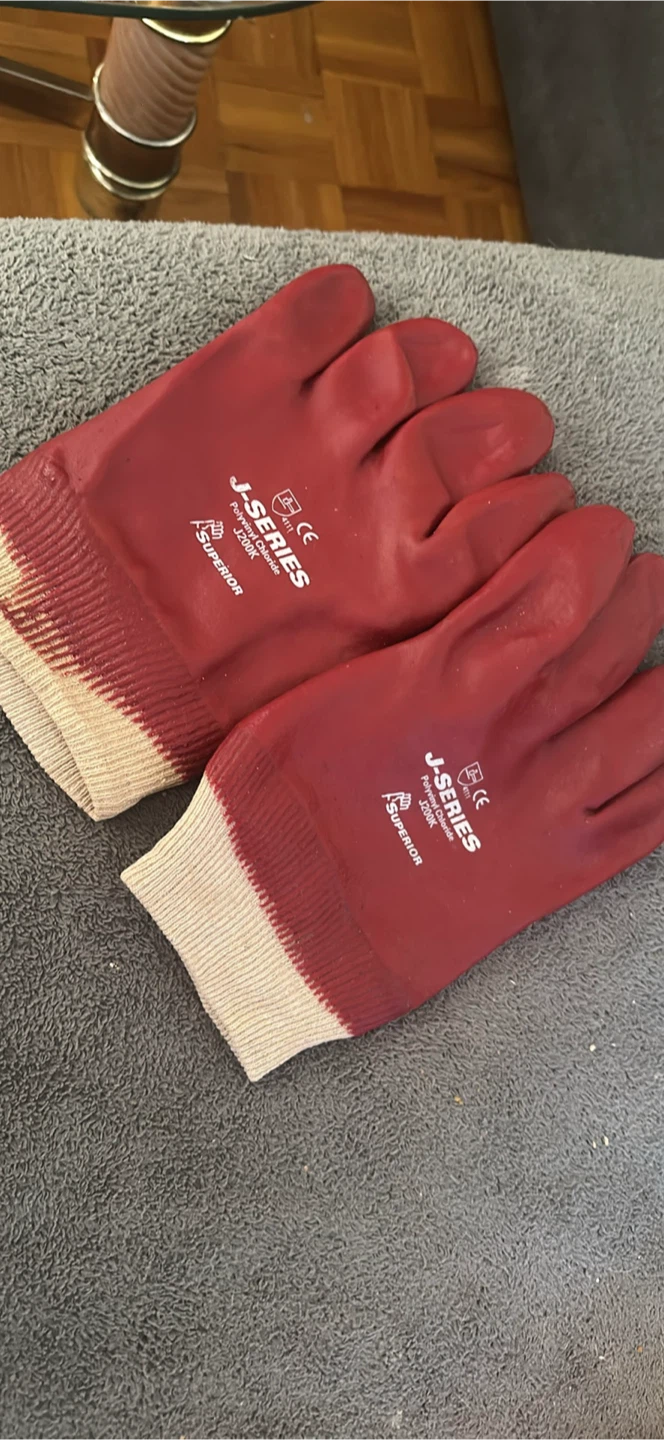 2 Pairs Brand New PVC Coated Chemical Resistant Safety Gloves - photo 4
