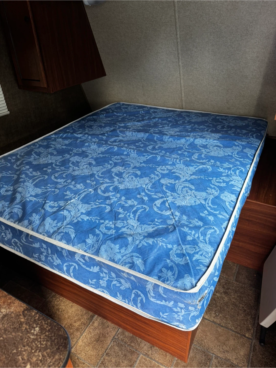 Queen RV Blue Floral Mattress (Delivery Available)