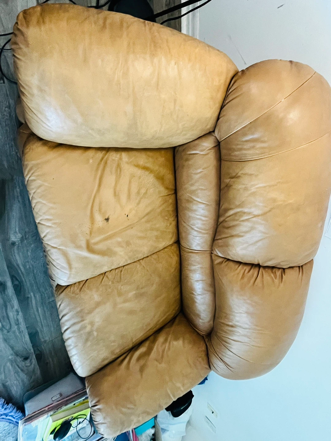 Tan Leather Loveseat Sofa - photo 3