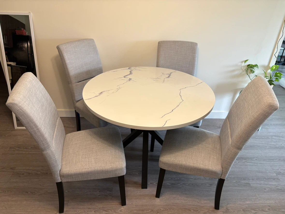 Round Dining Table and 4 Chairs Set - photo 2