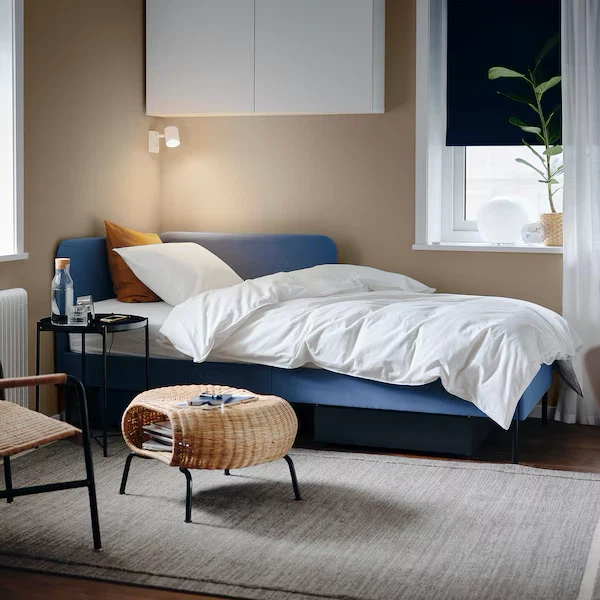 Twin bed frame mattress and night table - photo 3