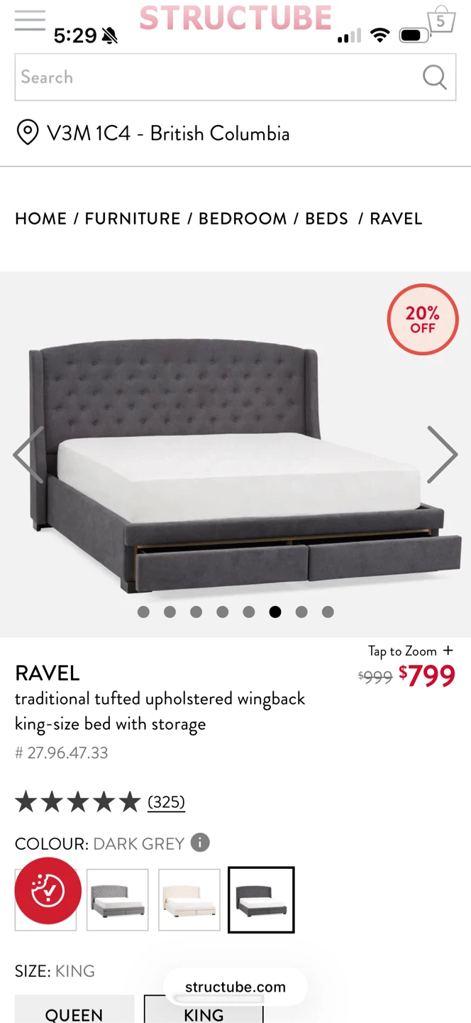 King-Size Upholstered Wingback Storage Bed+Mattress - photo 4