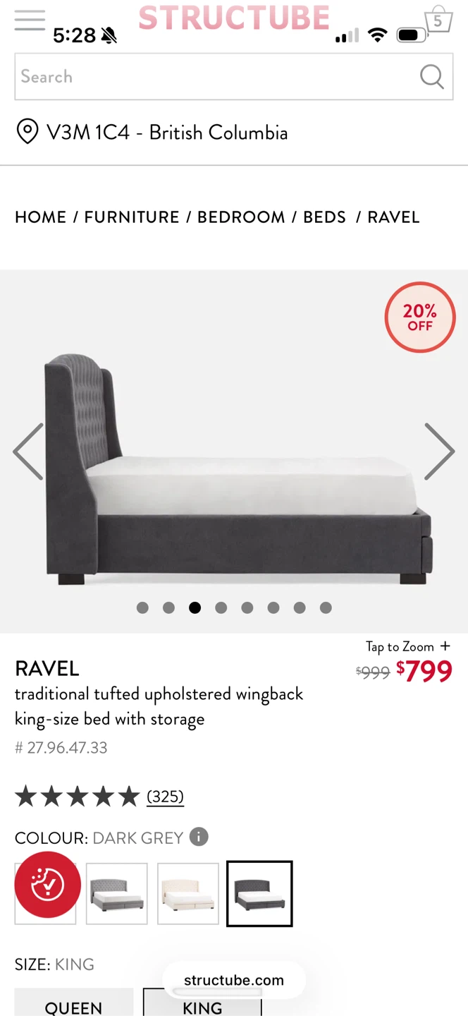 King-Size Upholstered Wingback Storage Bed+Mattress - photo 5