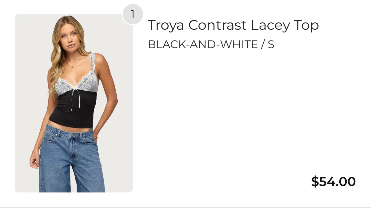 Edikted Troya Contrast Lacey Top - Black-and-White / S