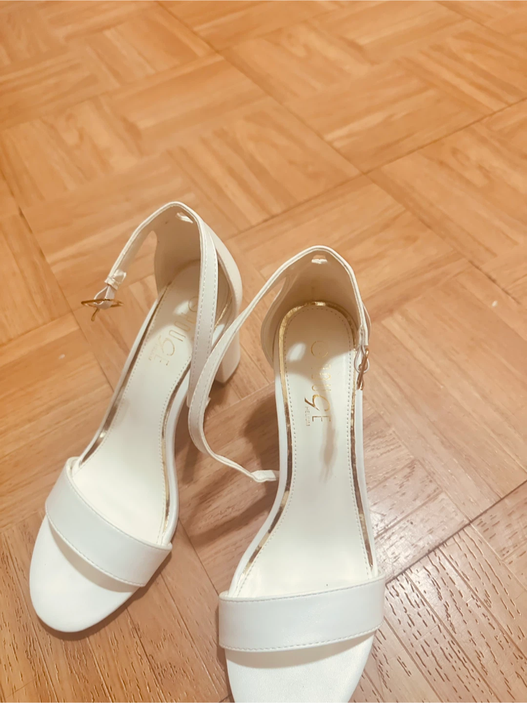 White block heel sandals