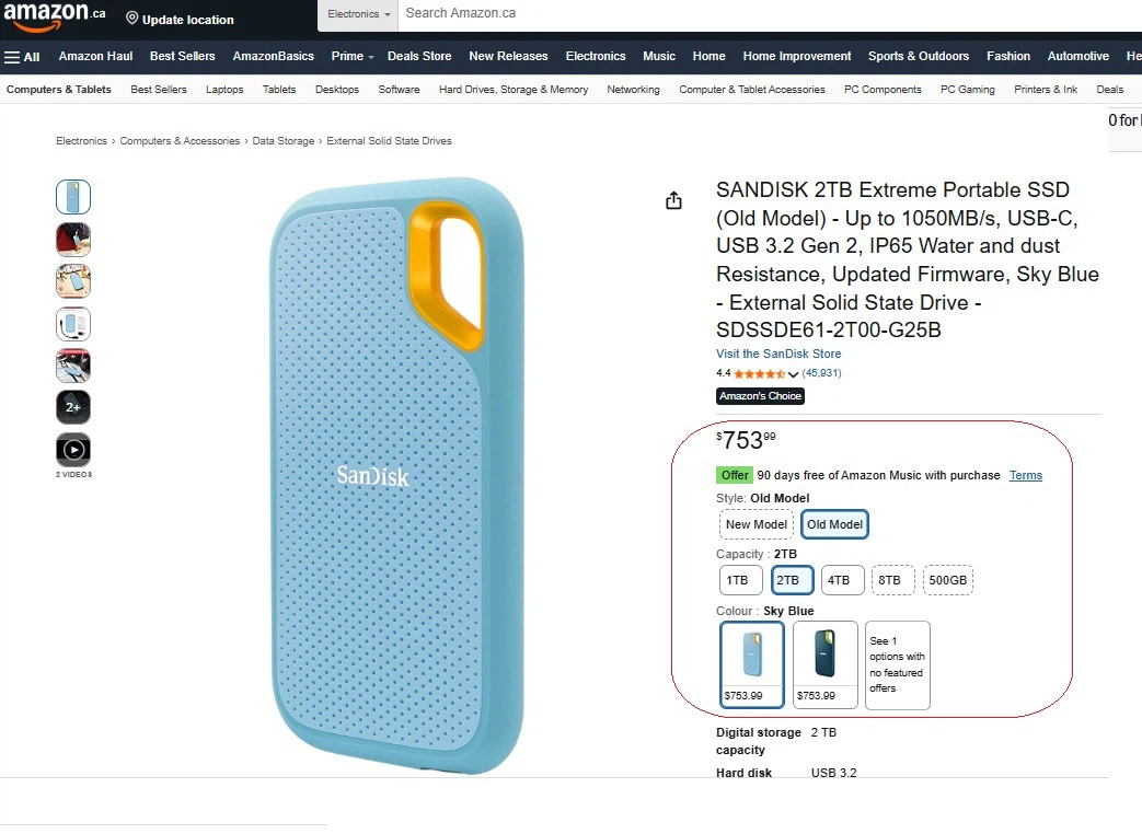 Sandisk Extreme Portable SSD-2Tb/1050mb/s (LNIB) - photo 5