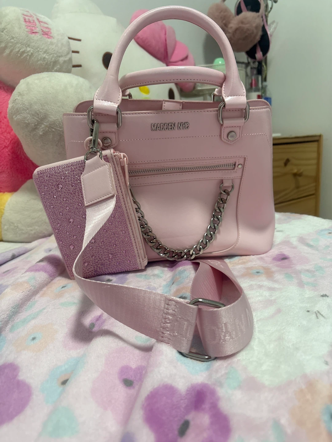 Madden NYC Pink Top Handle Bag with Pouch