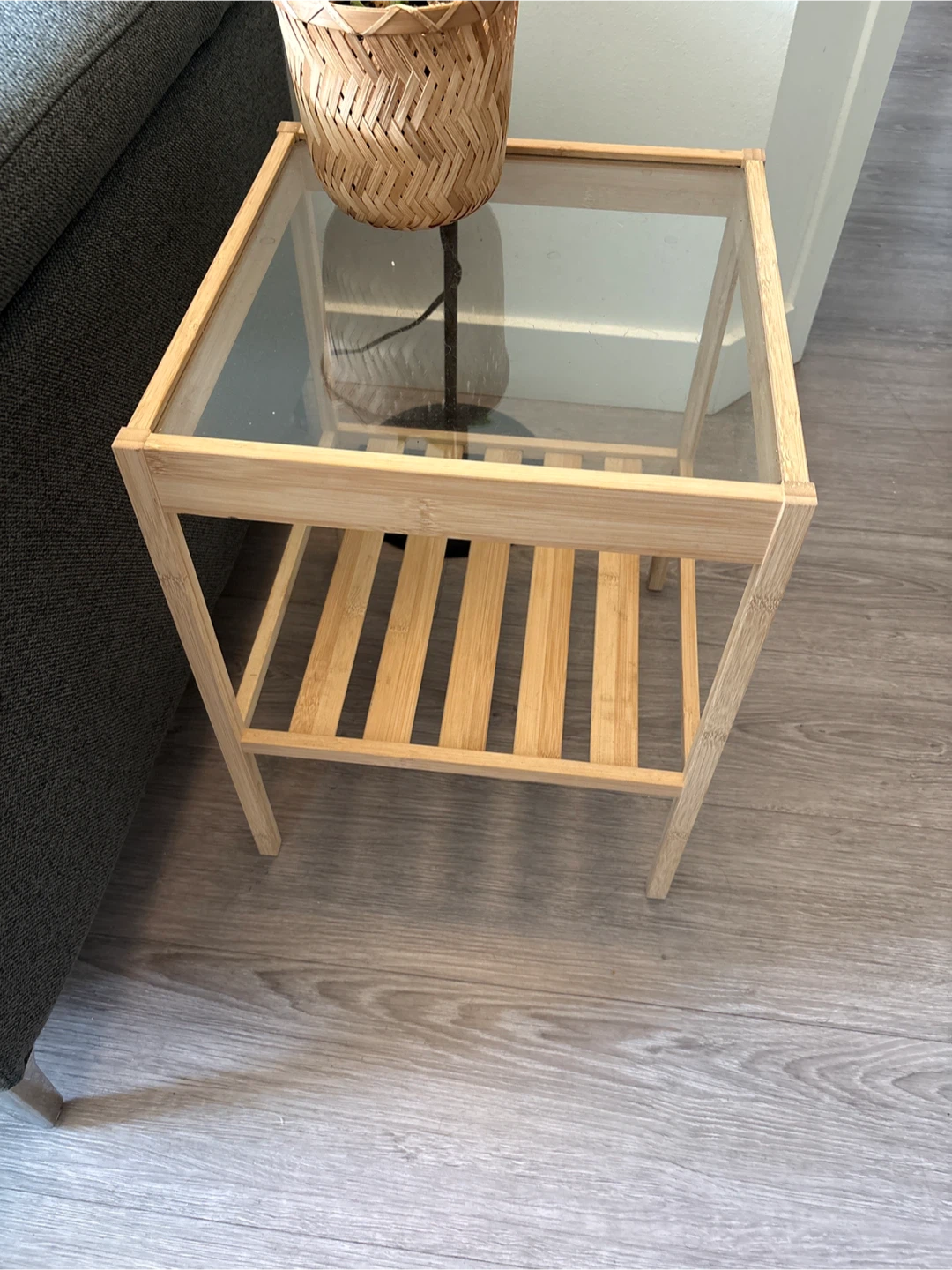 Bamboo and Glass Side Table - photo 2