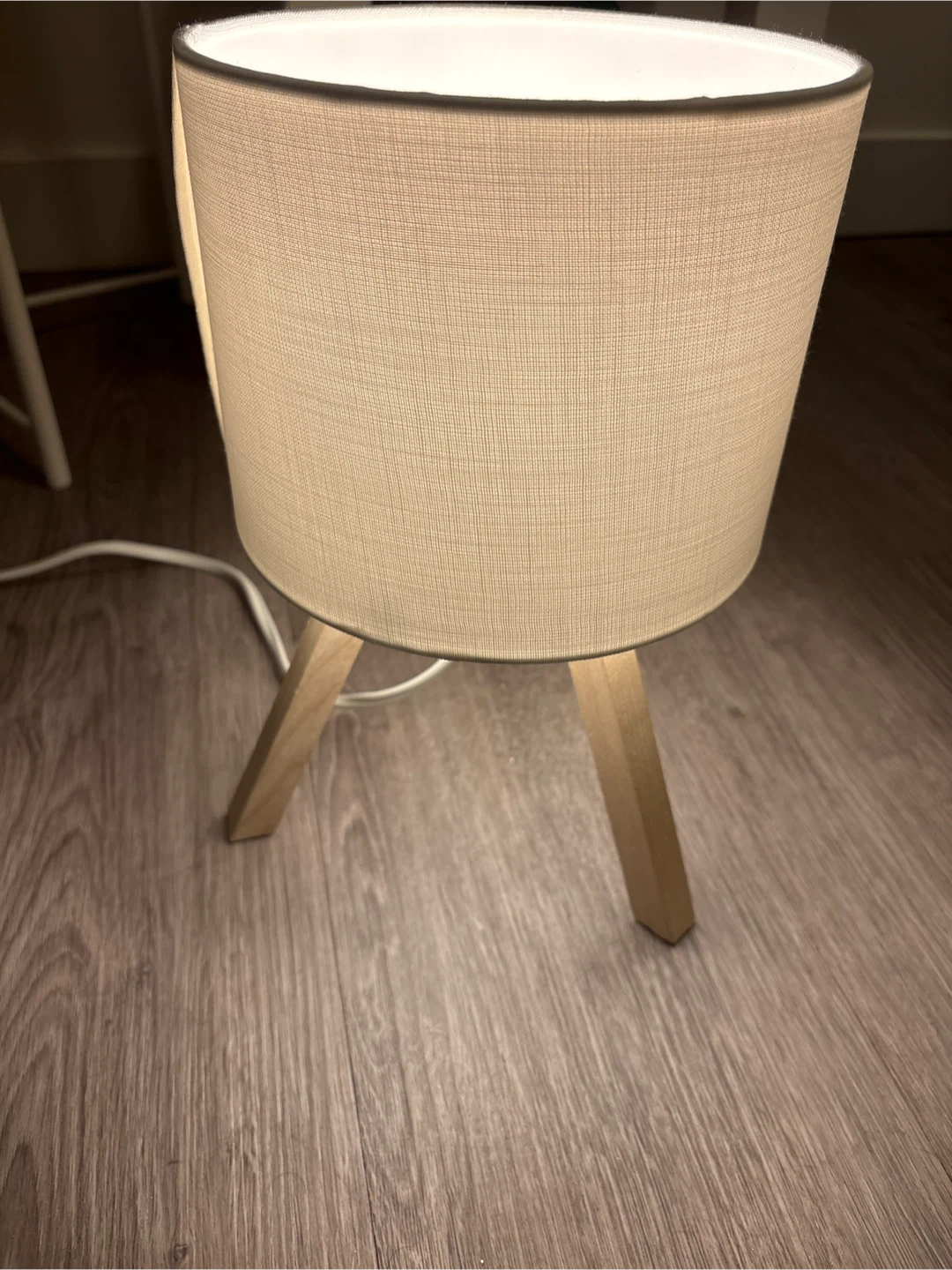 Table Lamp with Fabric Shade and Wood Legs