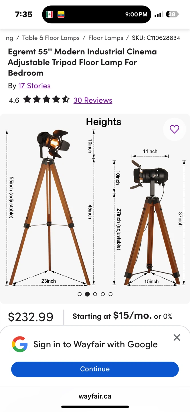 Egremt Cinema Style Tripod Floor Lamp - photo 5