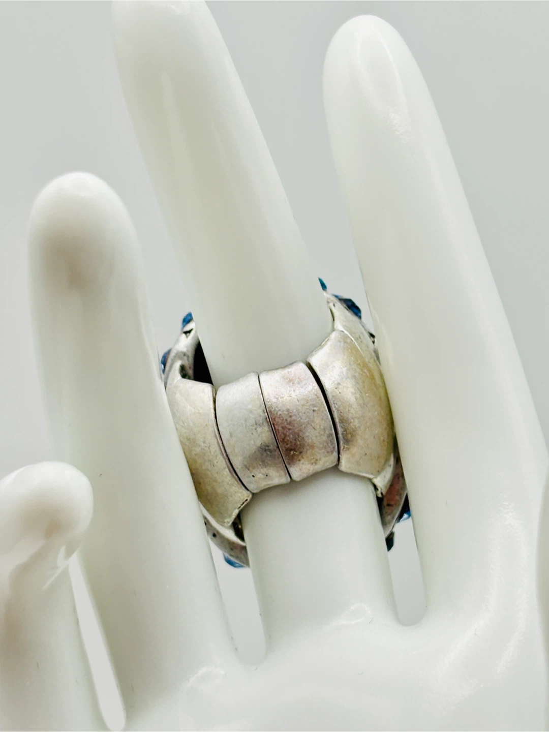 Statement Blue and Silver Cocktail Ring Size 7 - photo 2