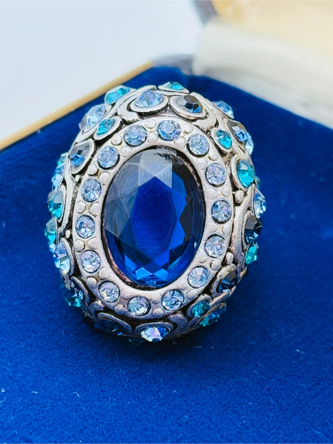 Statement Blue and Silver Cocktail Ring Size 7 - photo 3