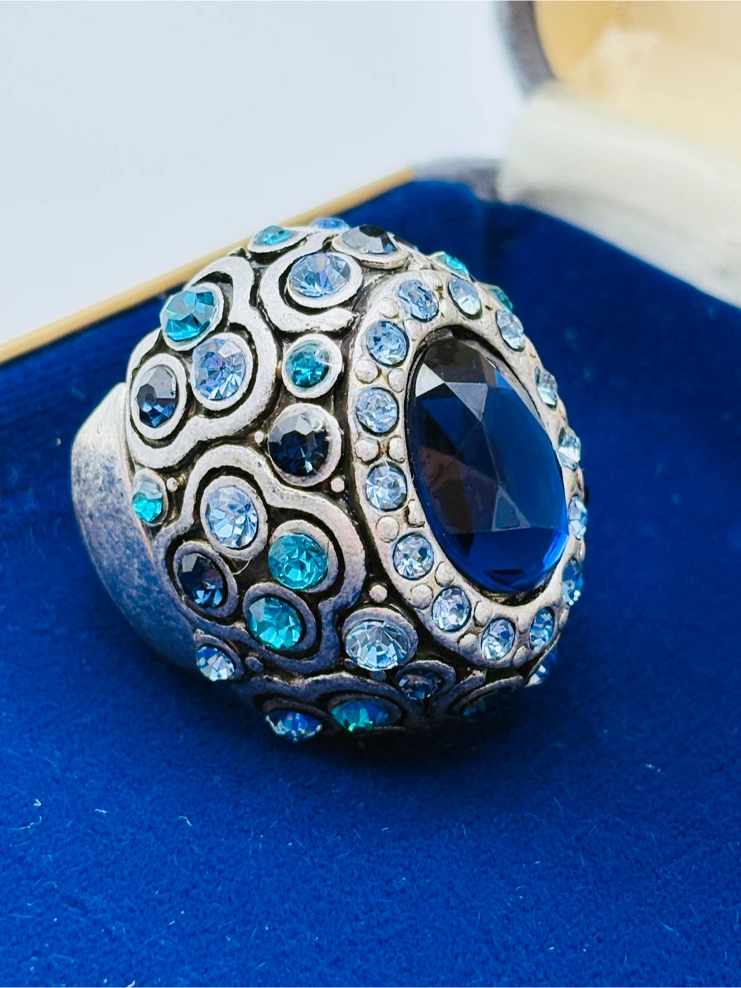 Statement Blue and Silver Cocktail Ring Size 7 - photo 4