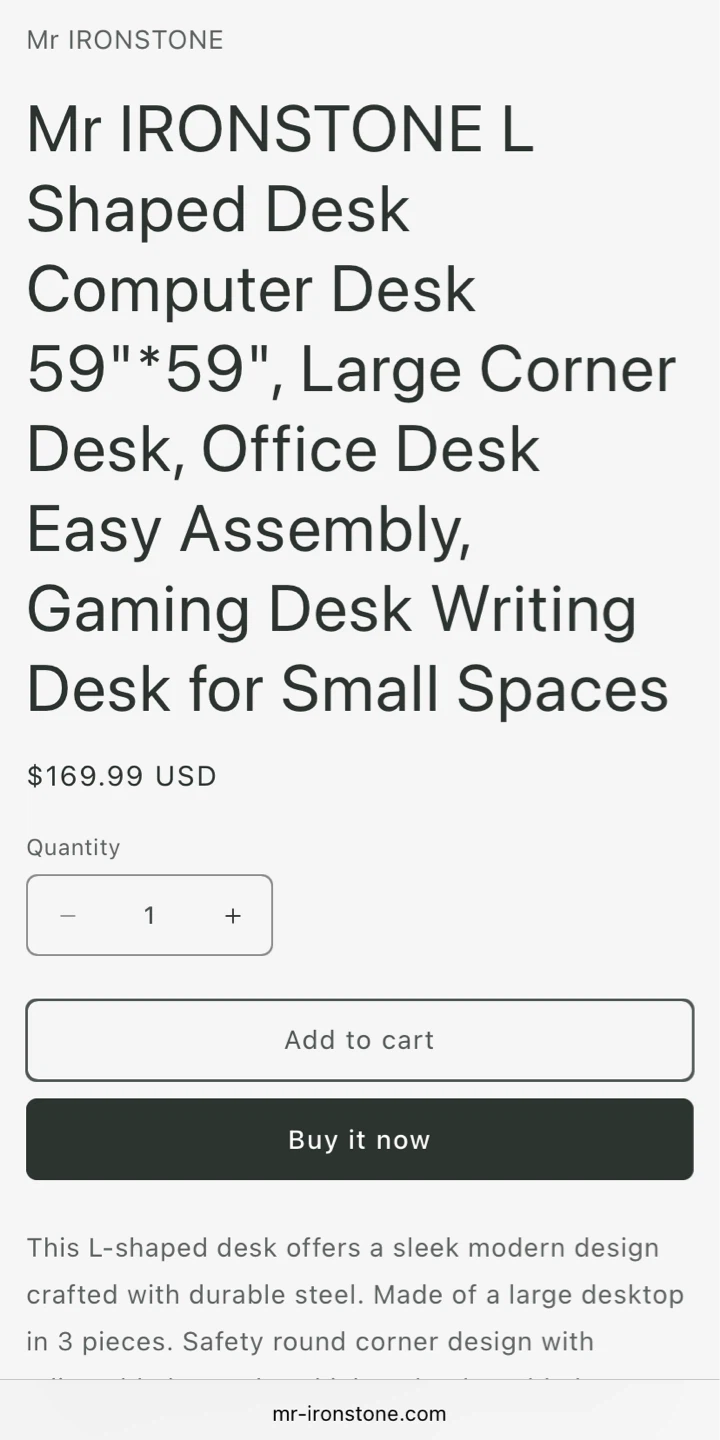 (Must go) Mr Ironstone L Shaped Desk - photo 5