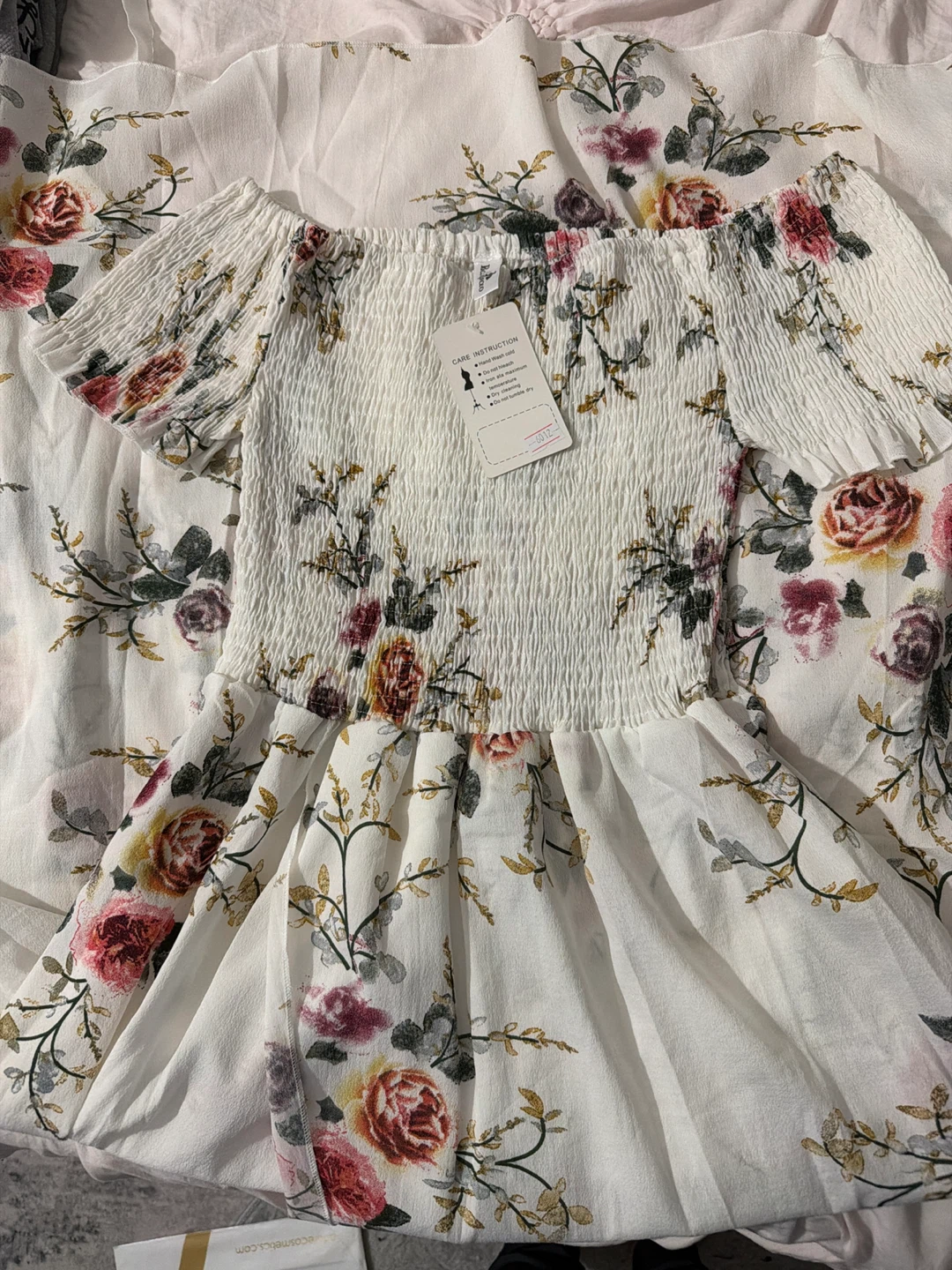 Women's Floral Off-Shoulder Smocked Dress - photo 4
