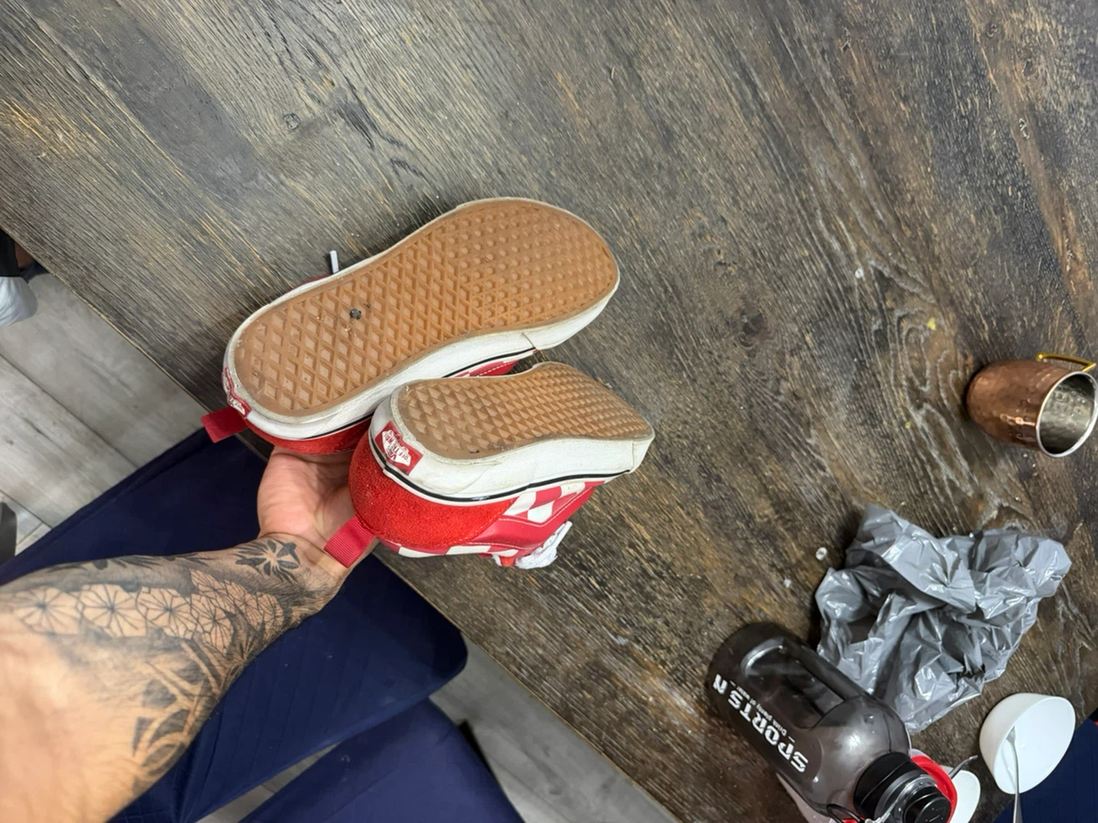 Red Vans Suede Checkered Skate Shoes - photo 2