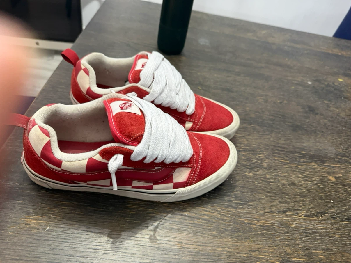 Red Vans Suede Checkered Skate Shoes - photo 4