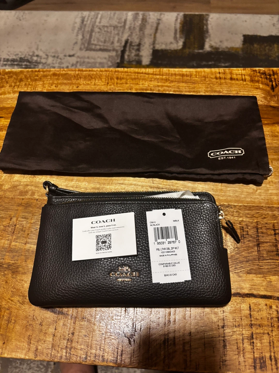 Coach Double Zip Wallet Black Pebble Leather//Negotiable - photo 3