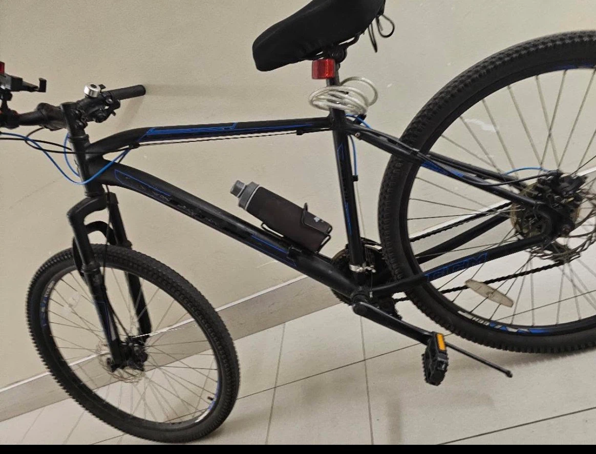 Black Mountain Bike with Water Bottle Holder