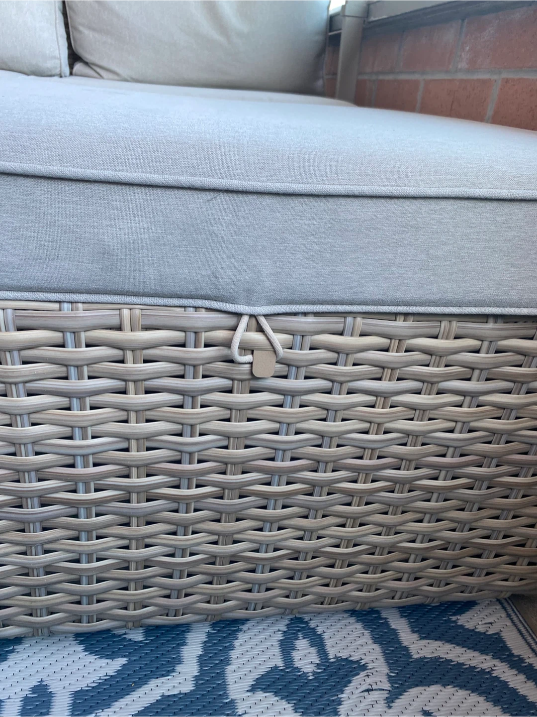 Outdoor Ottoman w/Wood Top and Cushion - photo 2