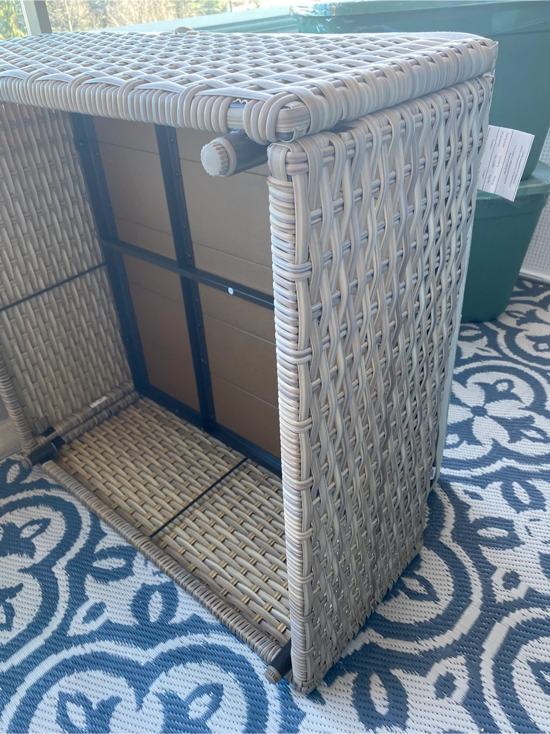 Outdoor Ottoman w/Wood Top and Cushion - photo 3