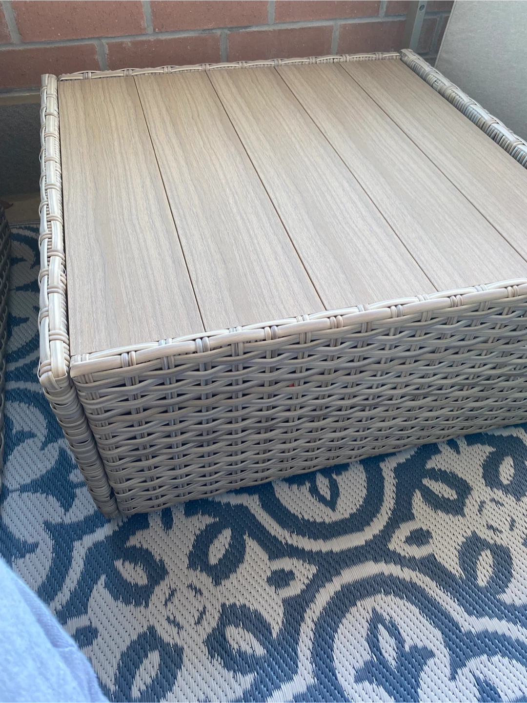 Outdoor Ottoman w/Wood Top and Cushion - photo 4